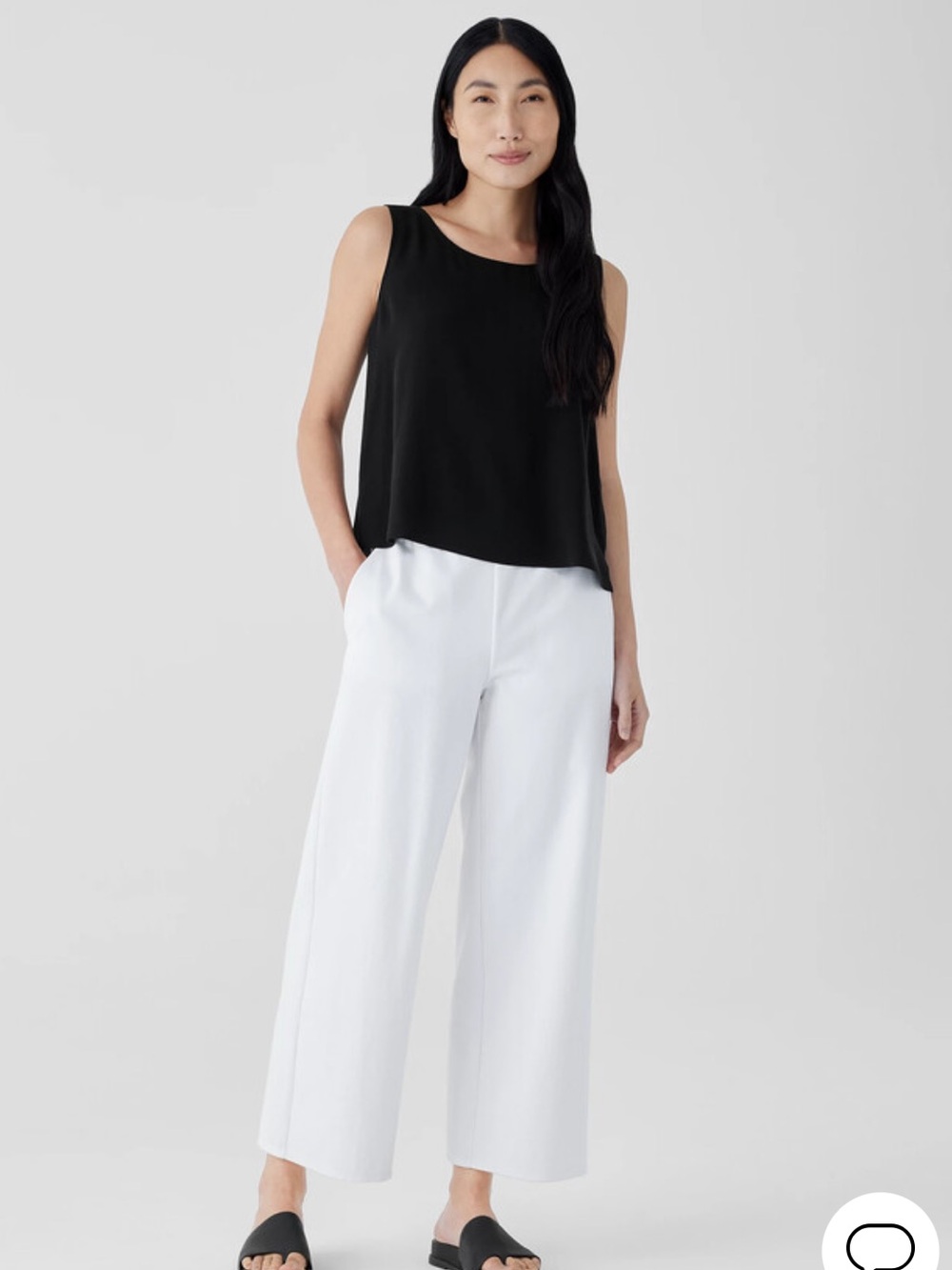 Eileen Fisher Cotton Blend Ponte Wide-Leg Pant White Small